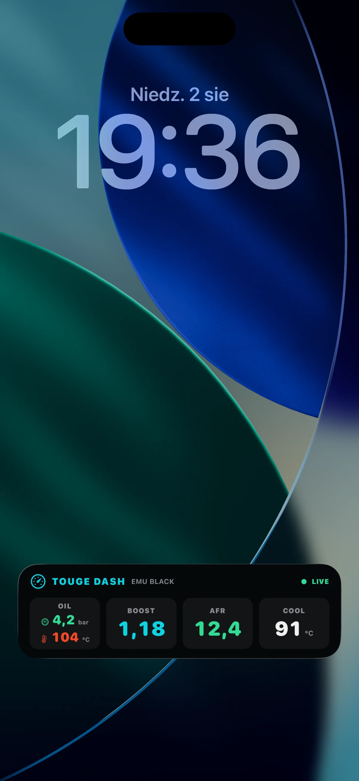 Touge Dash Live Activity on the iPhone Lock Screen